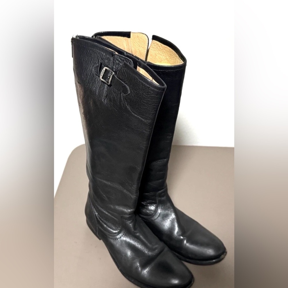 Frye Tall Equestrian Riding Boots 76999 Pippa Womens Black Leather Sz 9.5 B